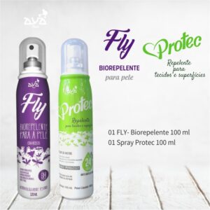 Combo proteção completa Fly biorepelente para pele e Protec protetor de insetos para tecidos e roupas